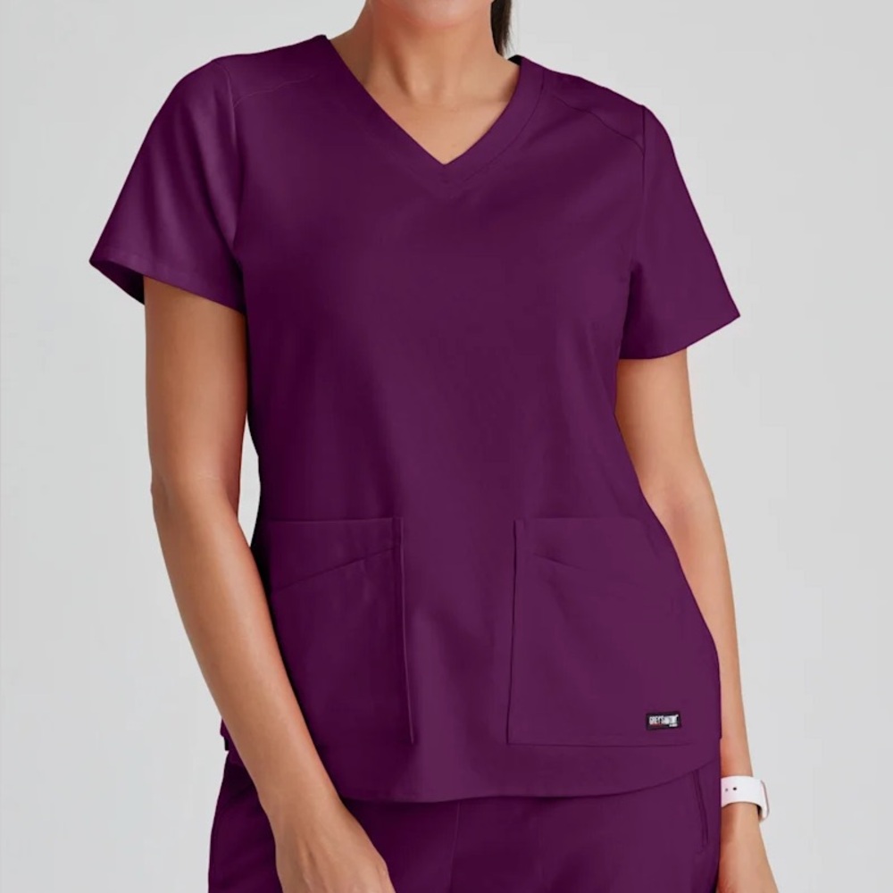Wine Grey's Anatomy Emma V-Neck Scrub Top